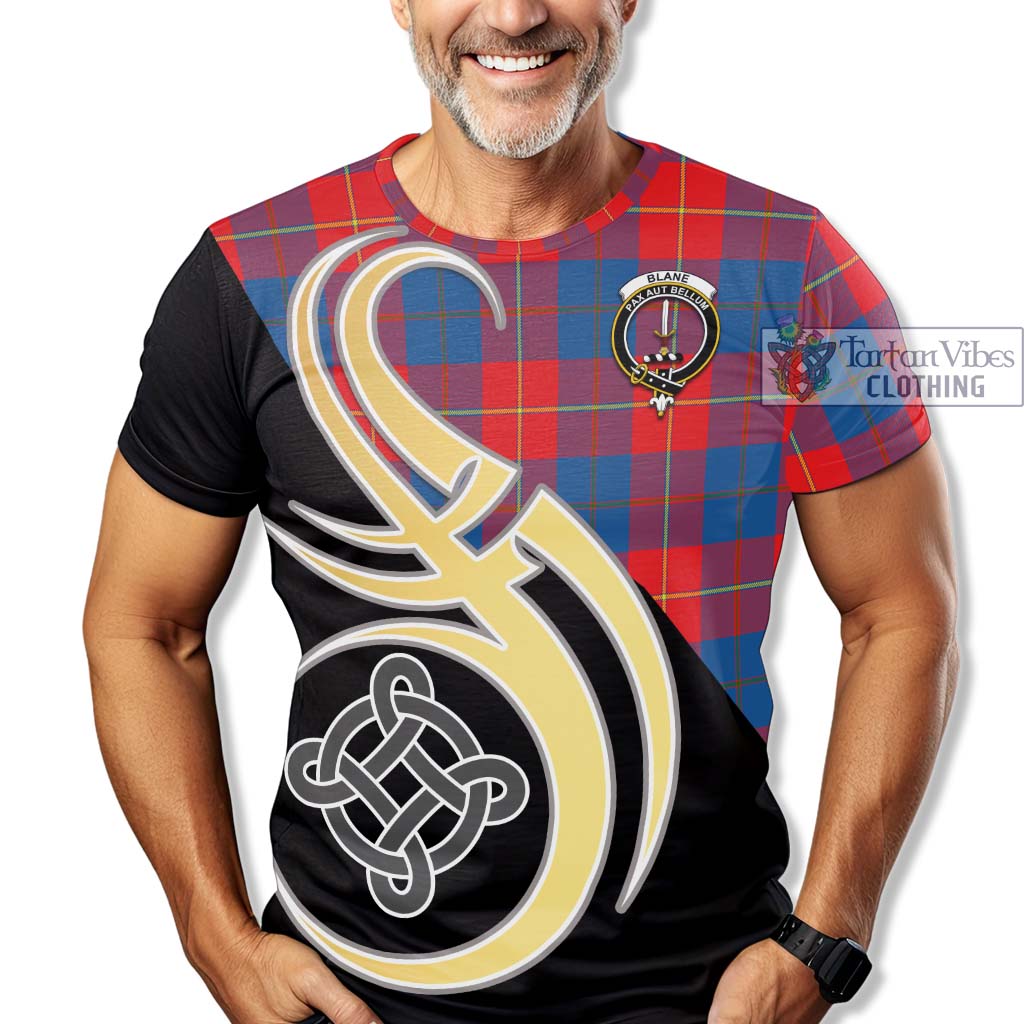 Tartan Vibes Clothing Blane Tartan T-Shirt with Family Crest and Celtic Symbol Style