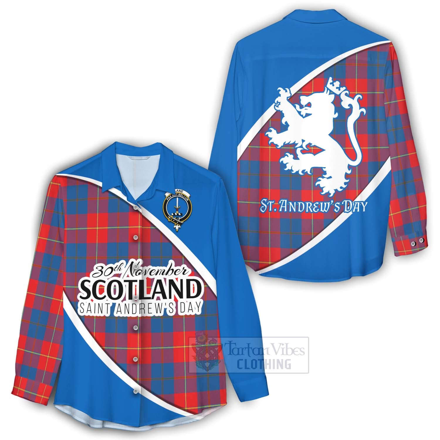 Tartan Vibes Clothing Blane Family Crest Tartan Women's Casual Shirt Celebrate Saint Andrew's Day in Style