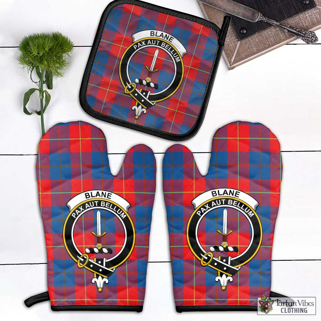 Blane Tartan Combo Oven Mitt & Pot-Holder with Family Crest Combo 1 Oven Mitt & 1 Pot-Holder Black - Tartan Vibes Clothing