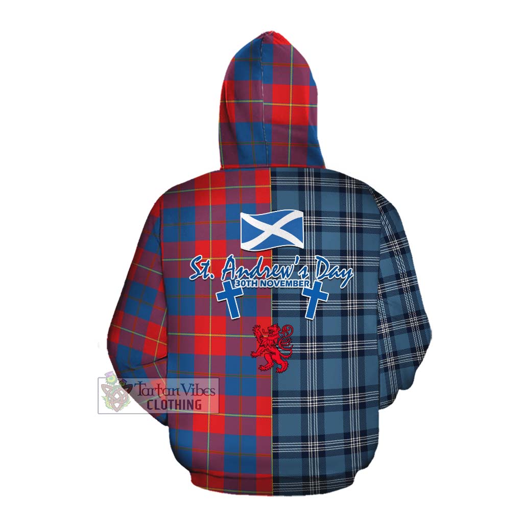 Tartan Vibes Clothing Blane Tartan Cotton Hoodie Happy St. Andrew's Day Half Tartan Style