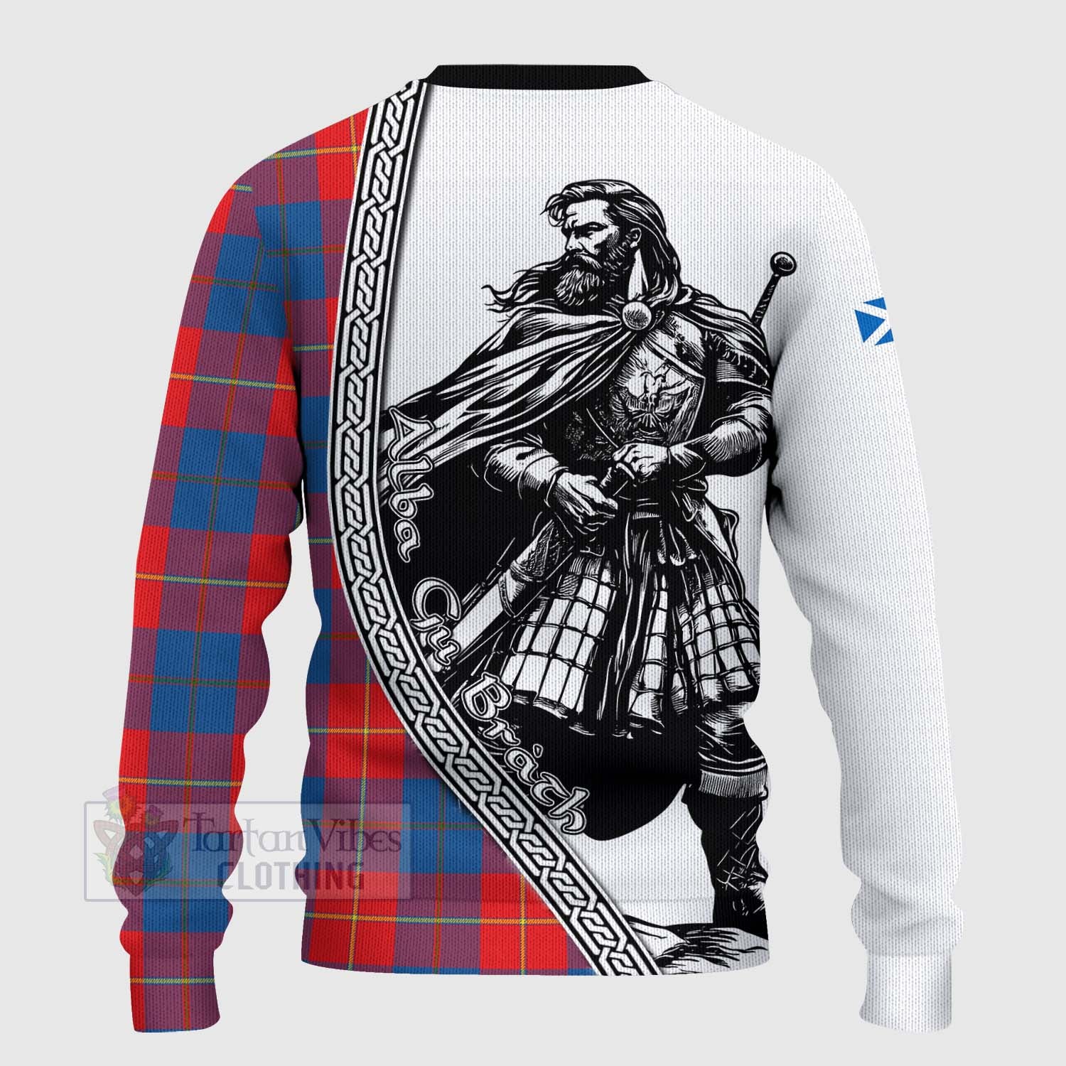 Tartan Vibes Clothing Blane Tartan Clan Crest Knitted Sweater with Highlander Warrior Celtic Style