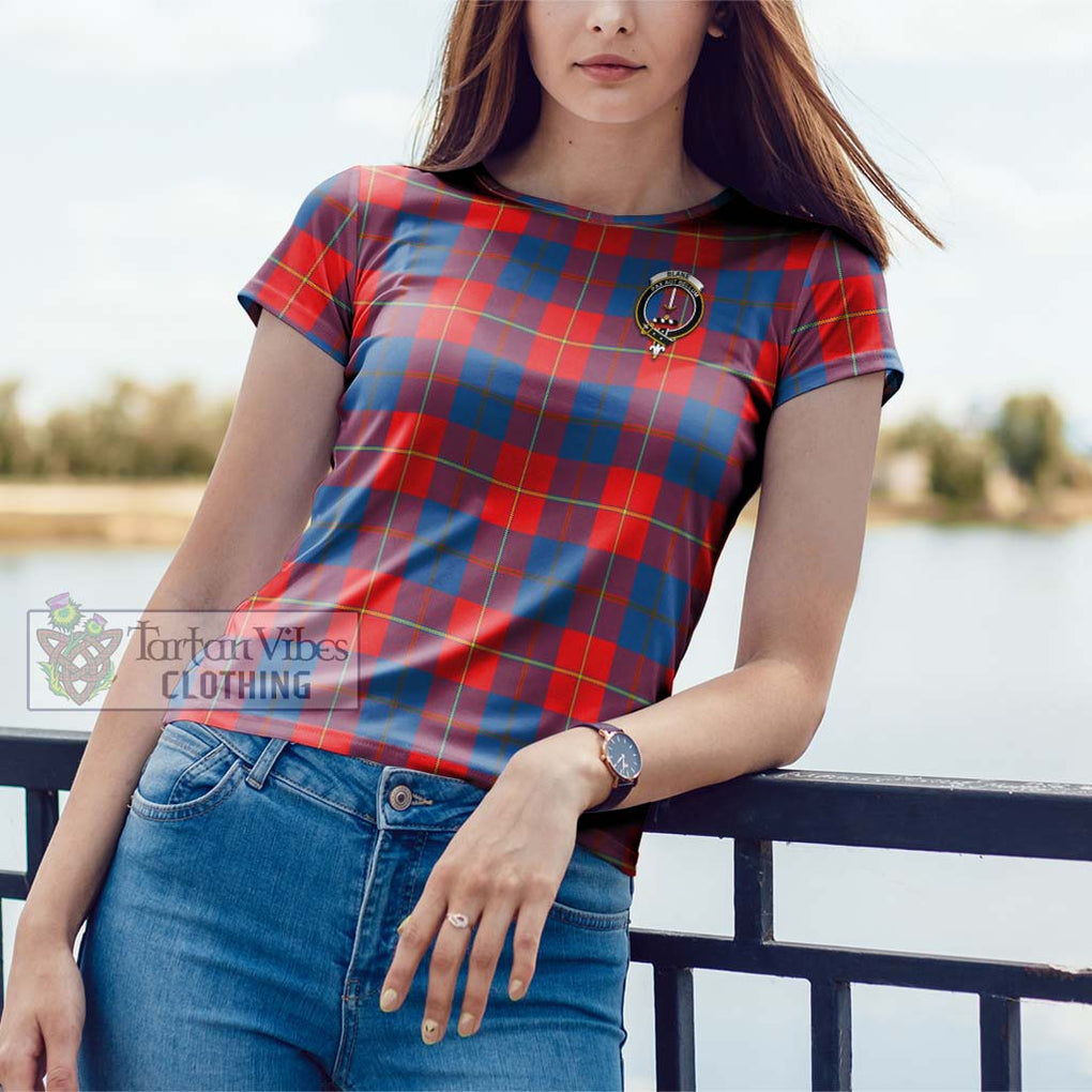 Blane Tartan Cotton T-Shirt with Family Crest Women's Shirt - Tartanvibesclothing Shop