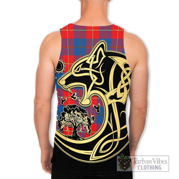 Blane Tartan Men's Tank Top with Family Crest Celtic Wolf Style