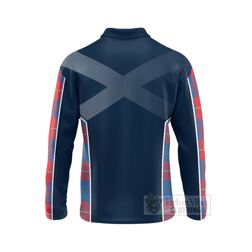 Tartan Vibes Clothing Blane Tartan Long Sleeve Polo Shirt with Family Crest and Scottish Thistle Vibes Sport Style