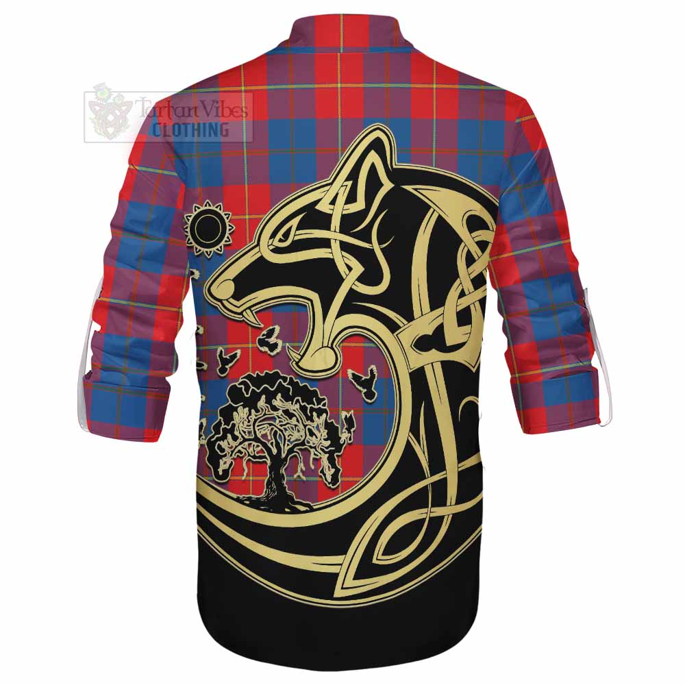 Tartan Vibes Clothing Blane Tartan Ghillie Kilt Shirt with Family Crest Celtic Wolf Style