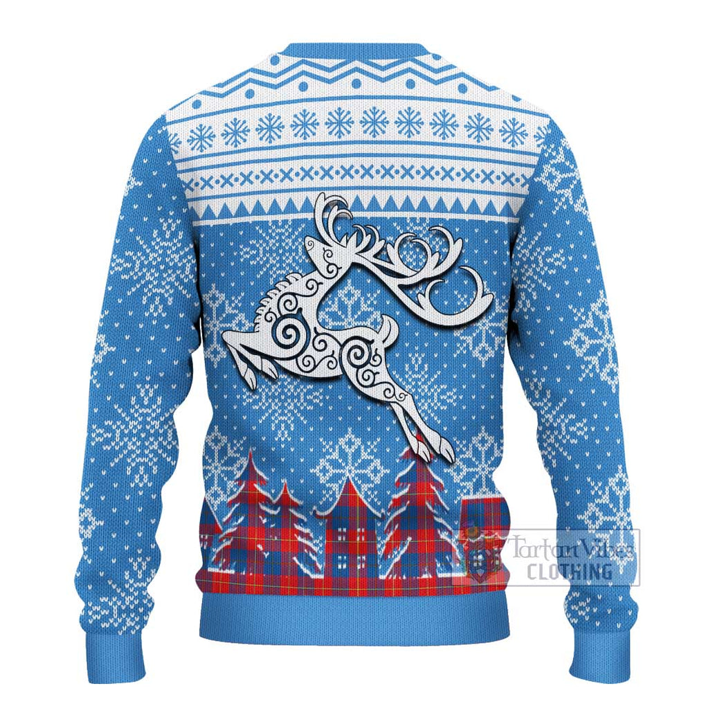 Tartan Vibes Clothing Blane Clan Christmas Ugly Sweater with Tartan and Celtic Raindeer Style