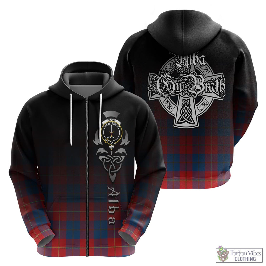 Tartan Vibes Clothing Blane Tartan Hoodie Featuring Alba Gu Brath Family Crest Celtic Inspired