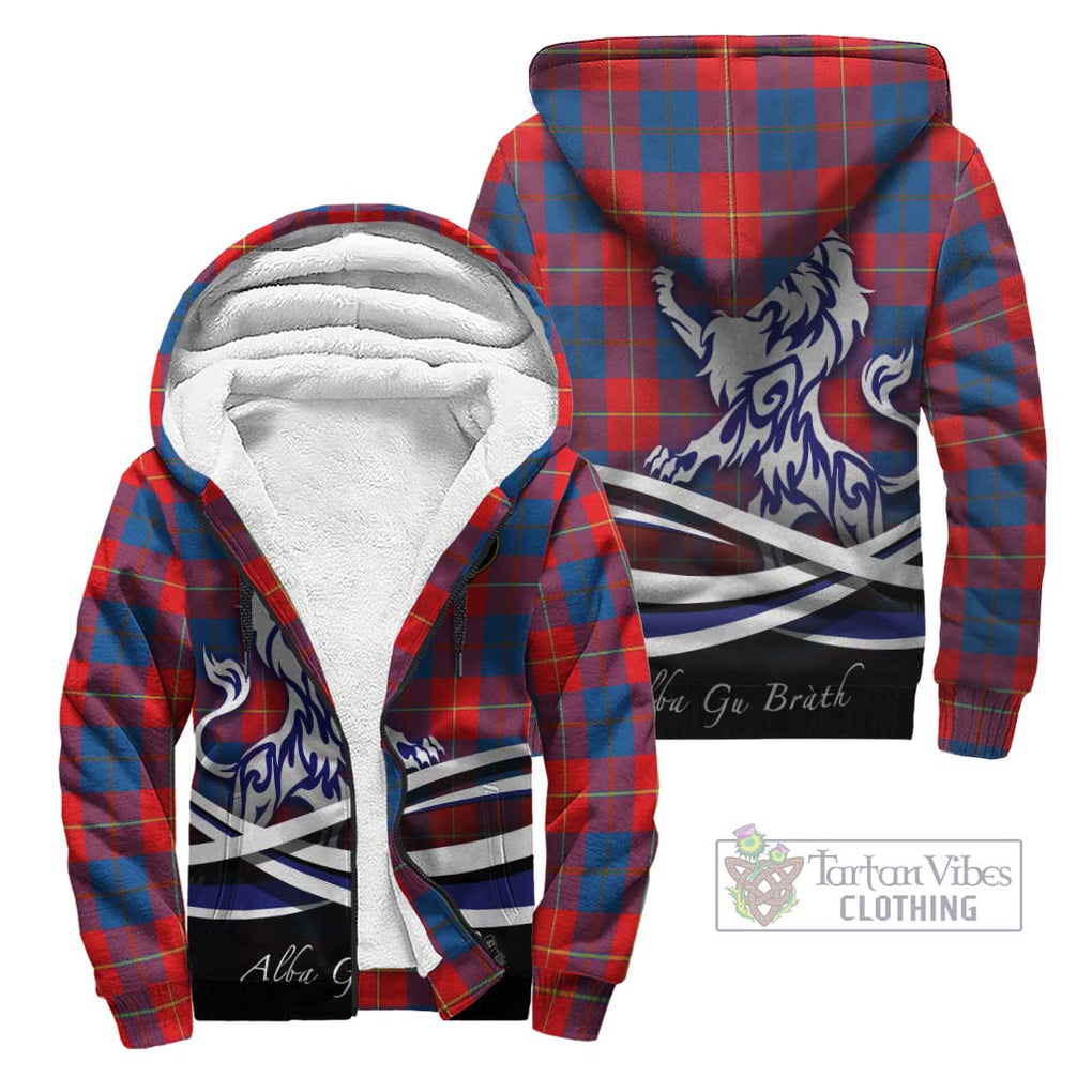 Blane Tartan Sherpa Hoodie with Alba Gu Brath Regal Lion Emblem Unisex - Tartanvibesclothing Shop