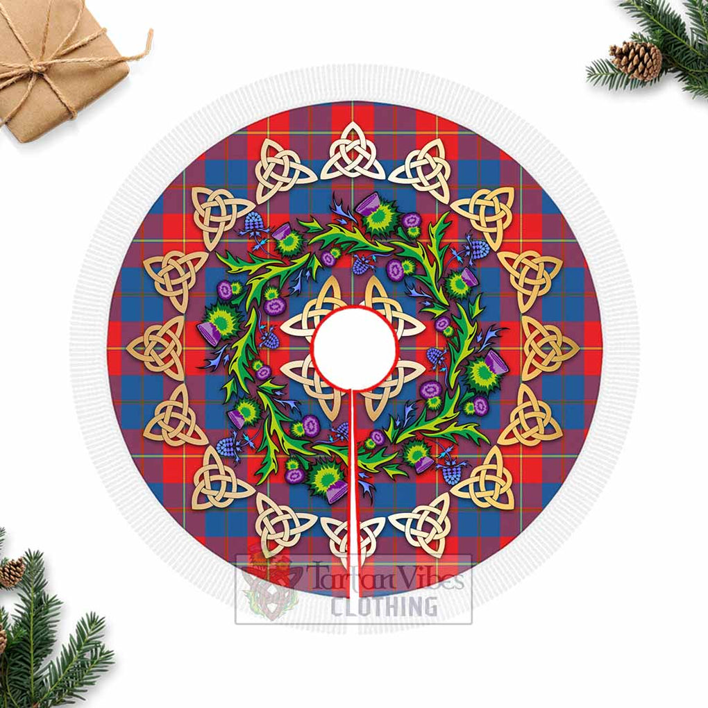 Tartan Vibes Clothing Blane Tartan Christmas Tree Skirt with Thistle Celtic Knot Style