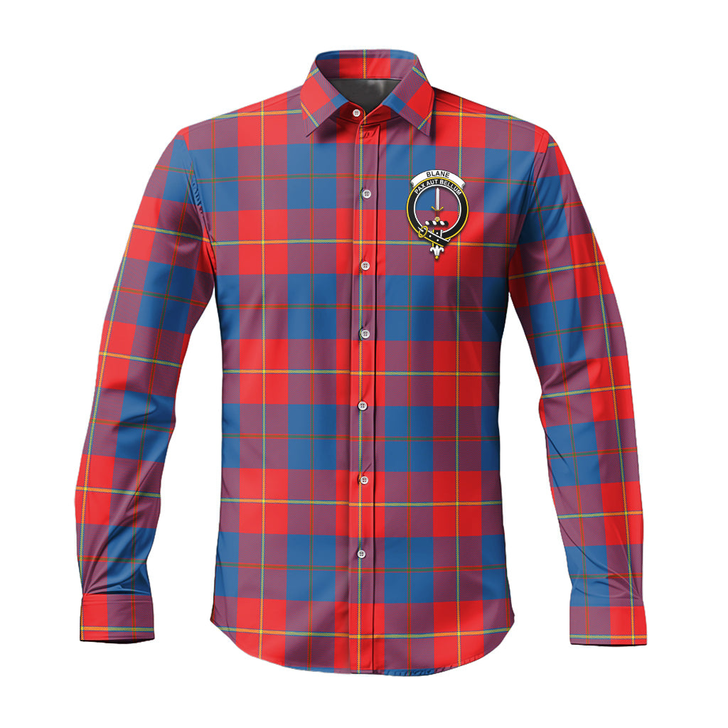 Blane Tartan Long Sleeve Button Up Shirt with Family Crest - Tartanvibesclothing