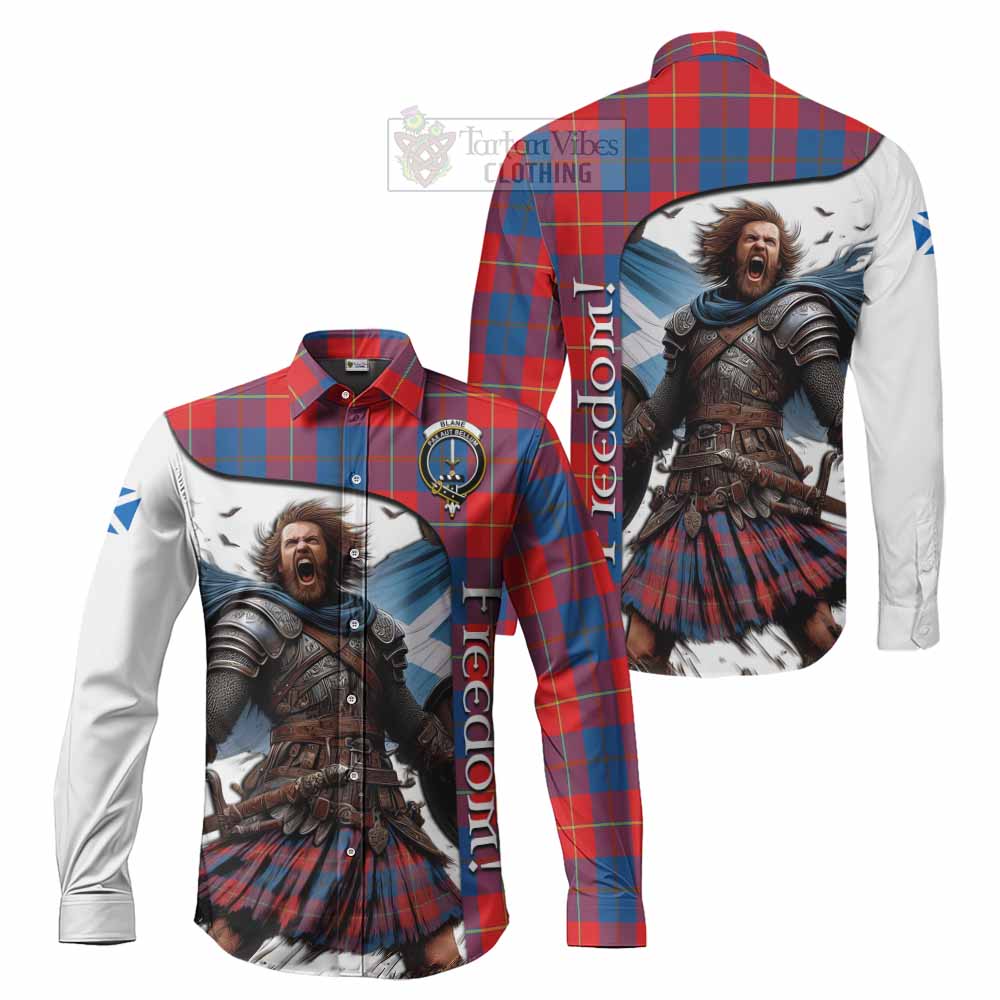 Tartan Vibes Clothing Blane Crest Tartan Long Sleeve Button Shirt Inspired by the Freedom of Scottish Warrior