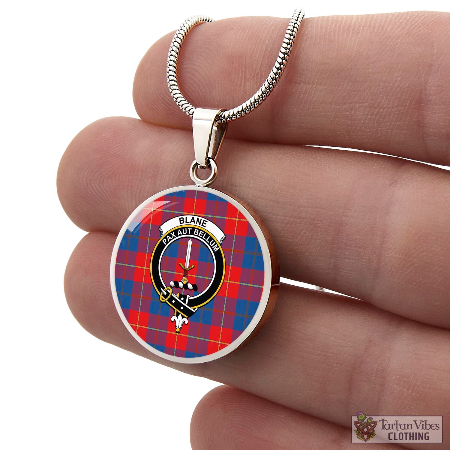 Tartan Vibes Clothing Blane Tartan Circle Necklace with Family Crest