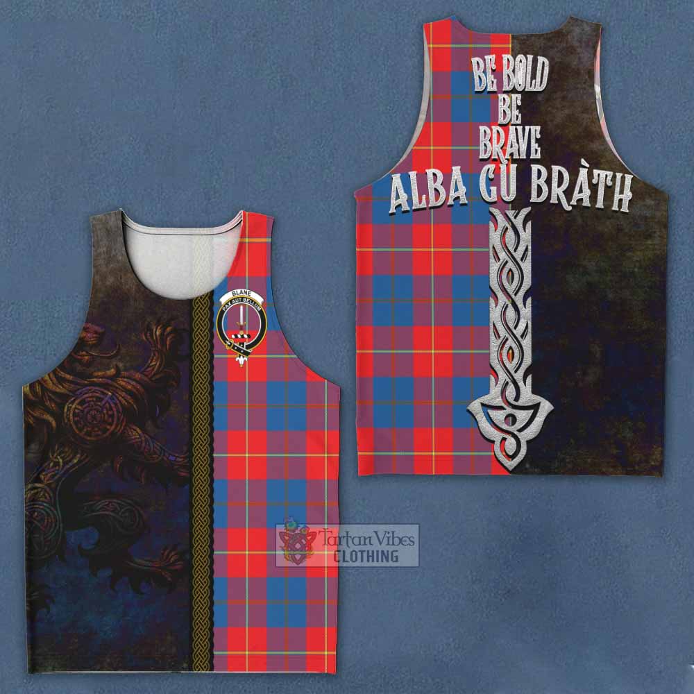 Blane Tartan Family Crest Men's Tank Top Alba Gu Brath Be Brave Lion Ancient Style - Tartan Vibes Clothing