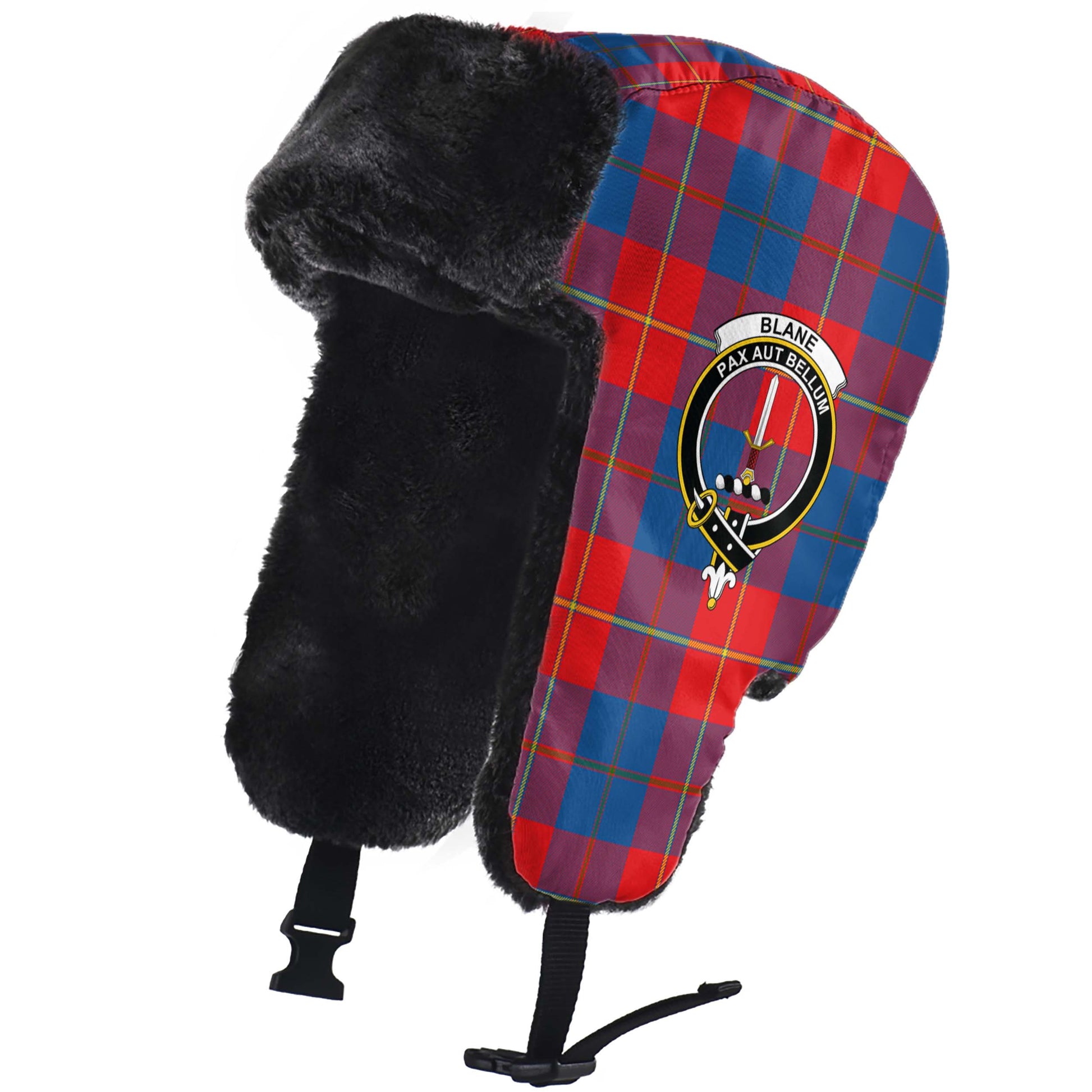 Blane Tartan Winter Trapper Hat with Family Crest - Tartanvibesclothing