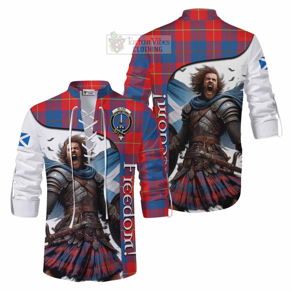 Tartan Vibes Clothing Blane Crest Tartan Ghillie Kilt Shirt Inspired by the Freedom of Scottish Warrior