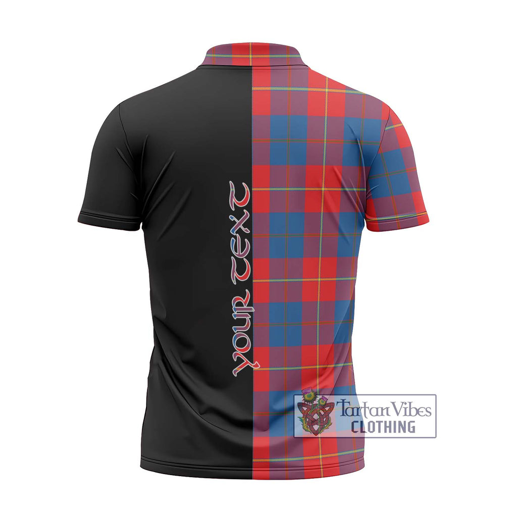 Blane Tartan Zipper Polo Shirt with Family Crest and Half Of Me Style - Tartanvibesclothing Shop