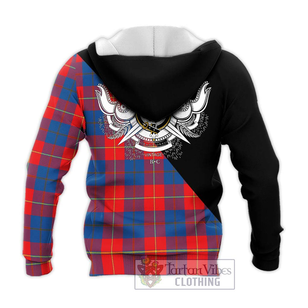 Blane Tartan Knitted Hoodie with Family Crest and Military Logo Style - Tartanvibesclothing Shop