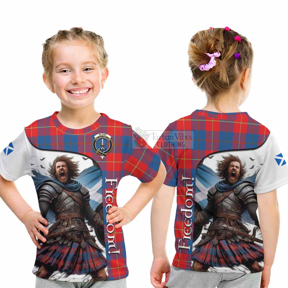 Tartan Vibes Clothing Blane Crest Tartan Kid T-Shirt Inspired by the Freedom of Scottish Warrior