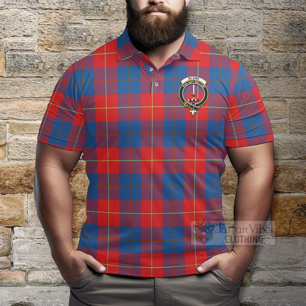 Tartan Vibes Clothing Blane Tartan Polo Shirt with Family Crest Celtic Skull Style