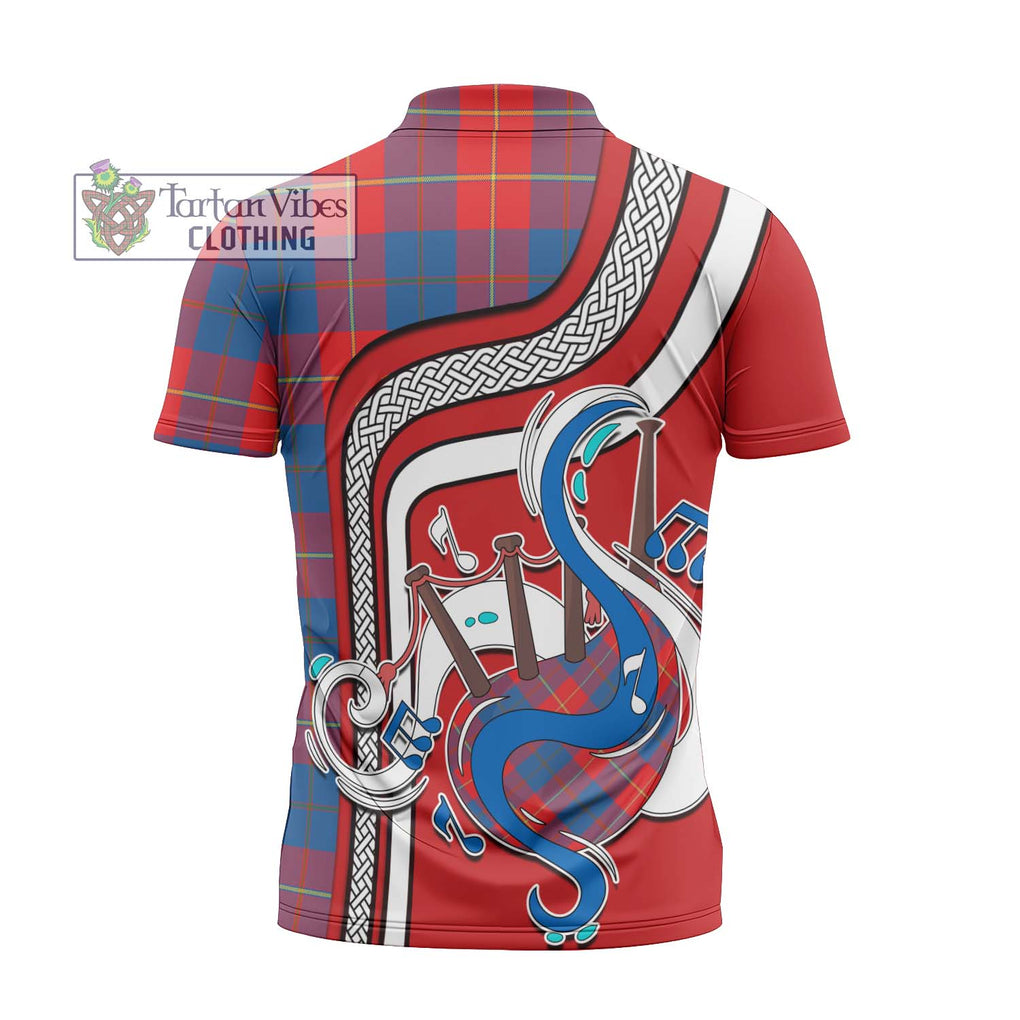 Blane Tartan Zipper Polo Shirt with Epic Bagpipe Style - Tartanvibesclothing Shop