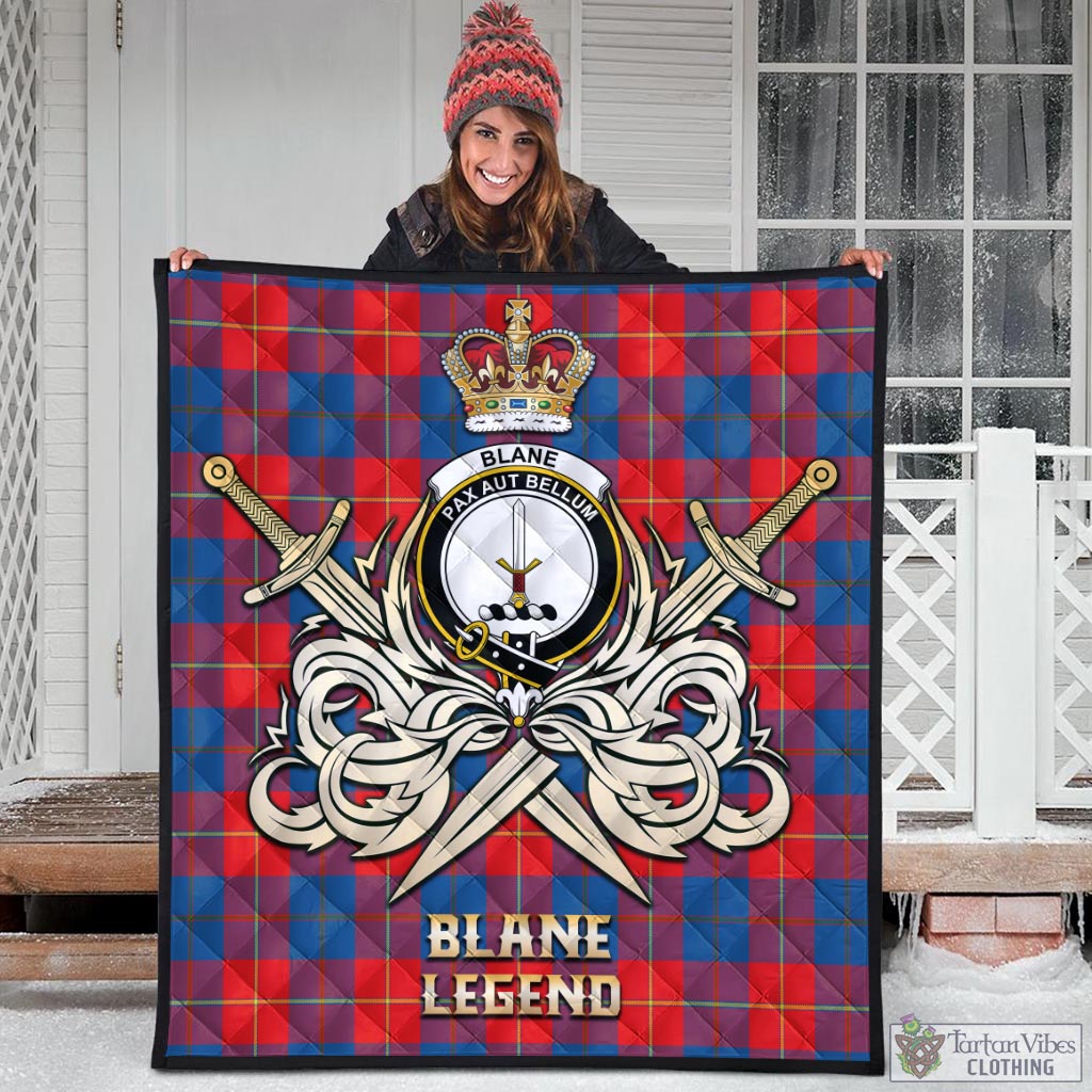 Tartan Vibes Clothing Blane Tartan Quilt with Clan Crest and the Golden Sword of Courageous Legacy