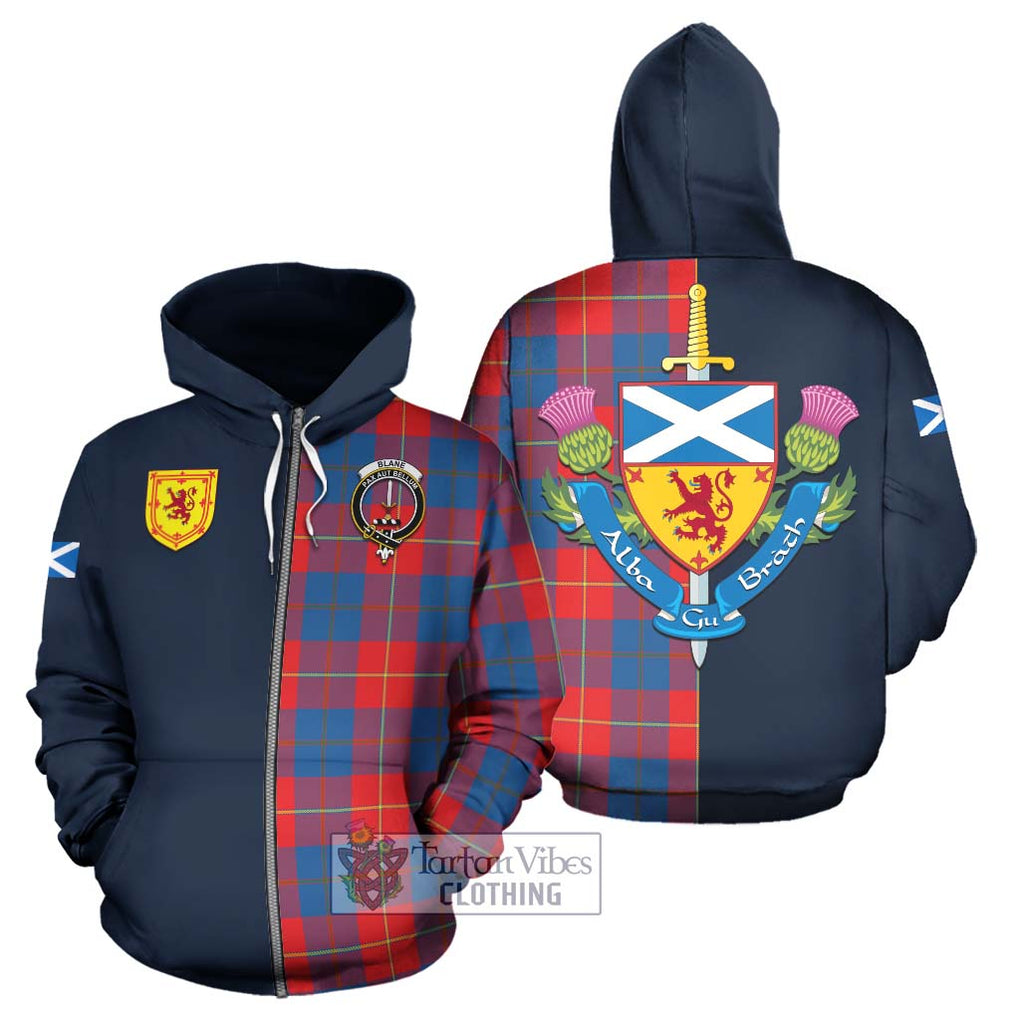 Tartan Vibes Clothing Blane Tartan Hoodie with Scottish Lion Royal Arm Half Style