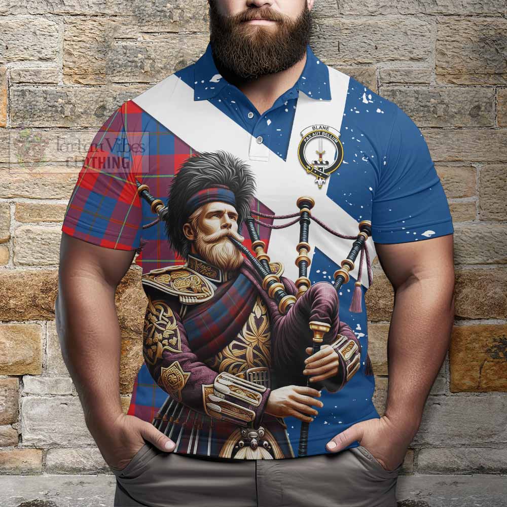 Tartan Vibes Clothing Blane Tartan Polo Shirt with Family Crest Scottish Bagpiper Vibes