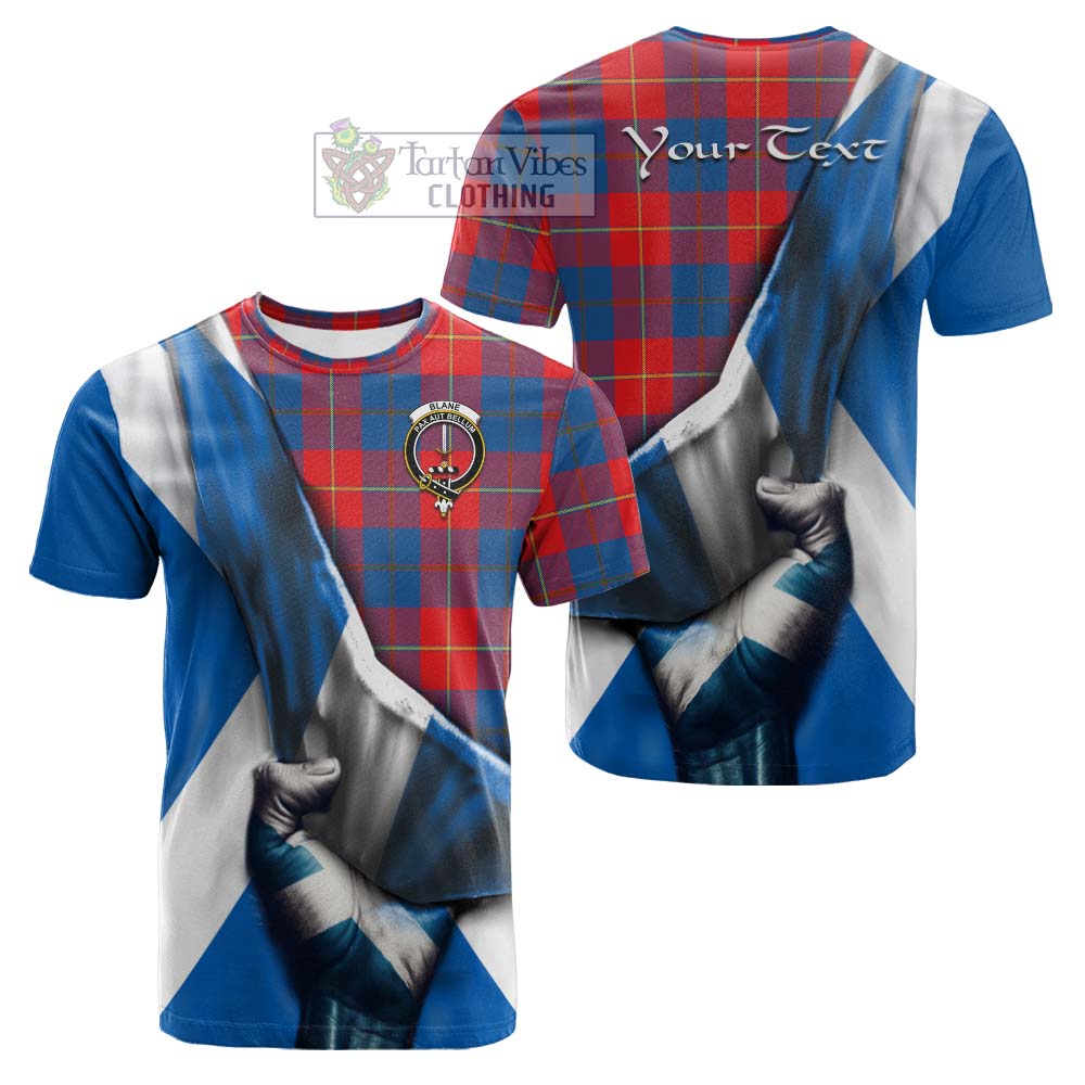 Tartan Vibes Clothing Blane Tartan Cotton T-shirt with Family Crest Scotland Patriotic Style