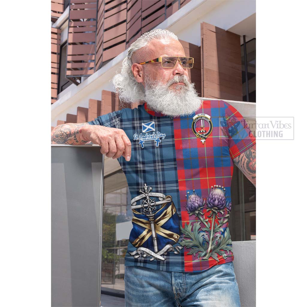 Tartan Vibes Clothing Blane Tartan Cotton T-shirt Happy St. Andrew's Day Half Tartan Style