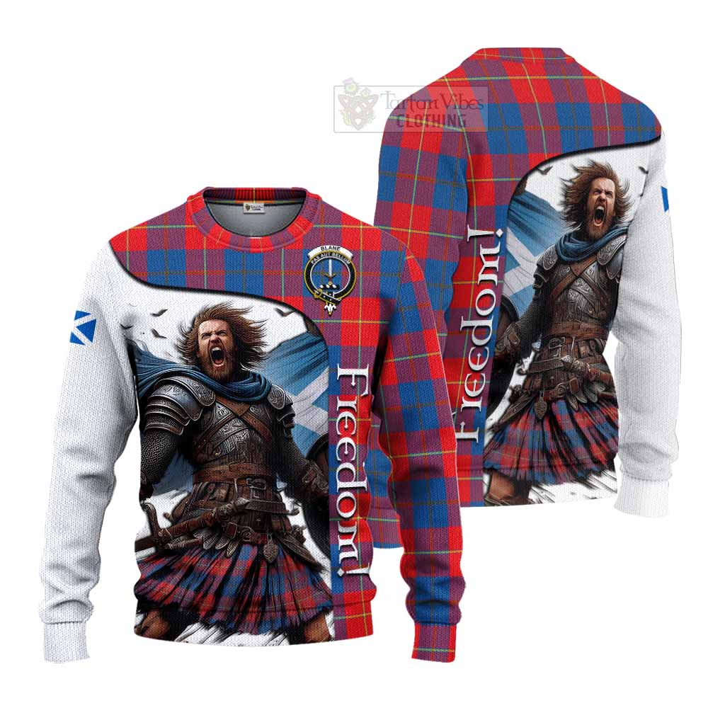 Tartan Vibes Clothing Blane Crest Tartan Knitted Sweater Inspired by the Freedom of Scottish Warrior