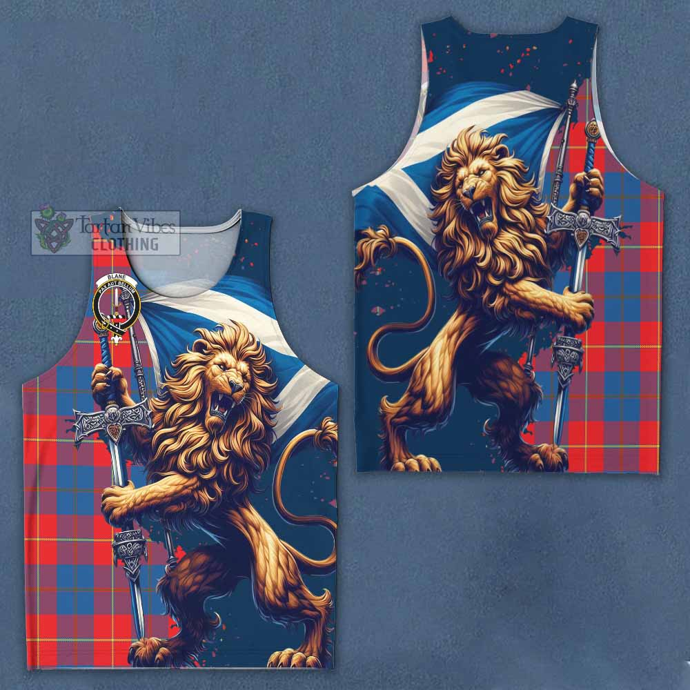 Tartan Vibes Clothing Blane Tartan Family Crest Men's Tank Top with Scottish Majestic Lion