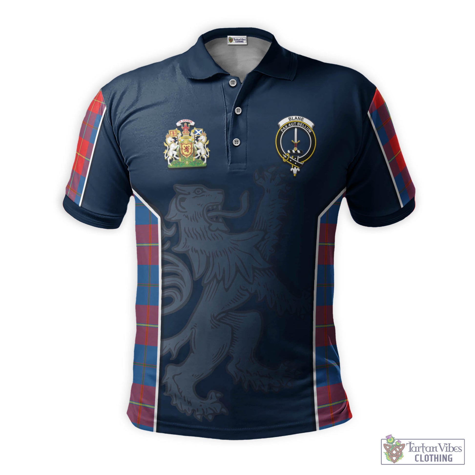 Tartan Vibes Clothing Blane Tartan Men's Polo Shirt with Family Crest and Lion Rampant Vibes Sport Style