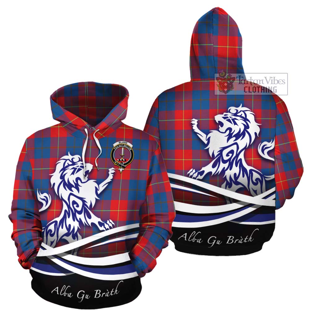 Tartan Vibes Clothing Blane Tartan Cotton Hoodie with Alba Gu Brath Regal Lion Emblem