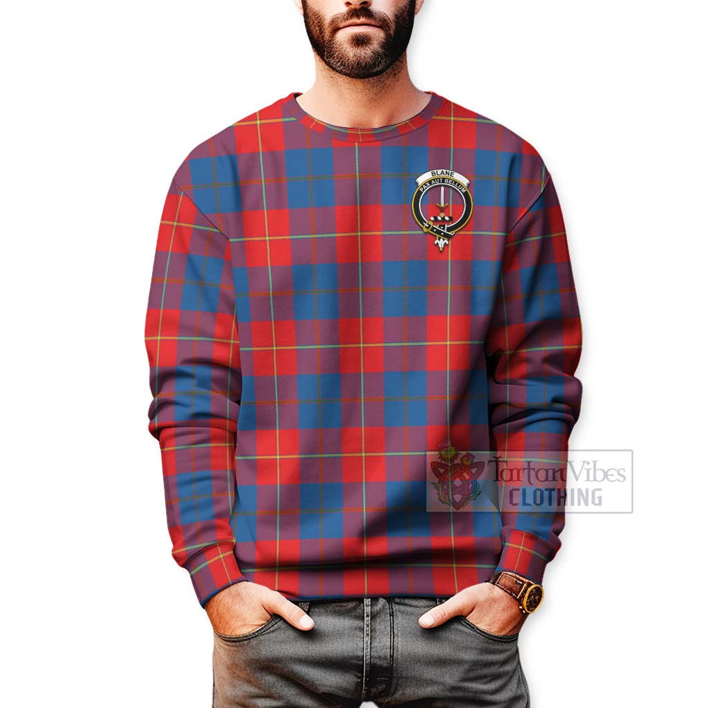 Tartan Vibes Clothing Blane Tartan Sweatshirt with Family Crest Celtic Skull Style