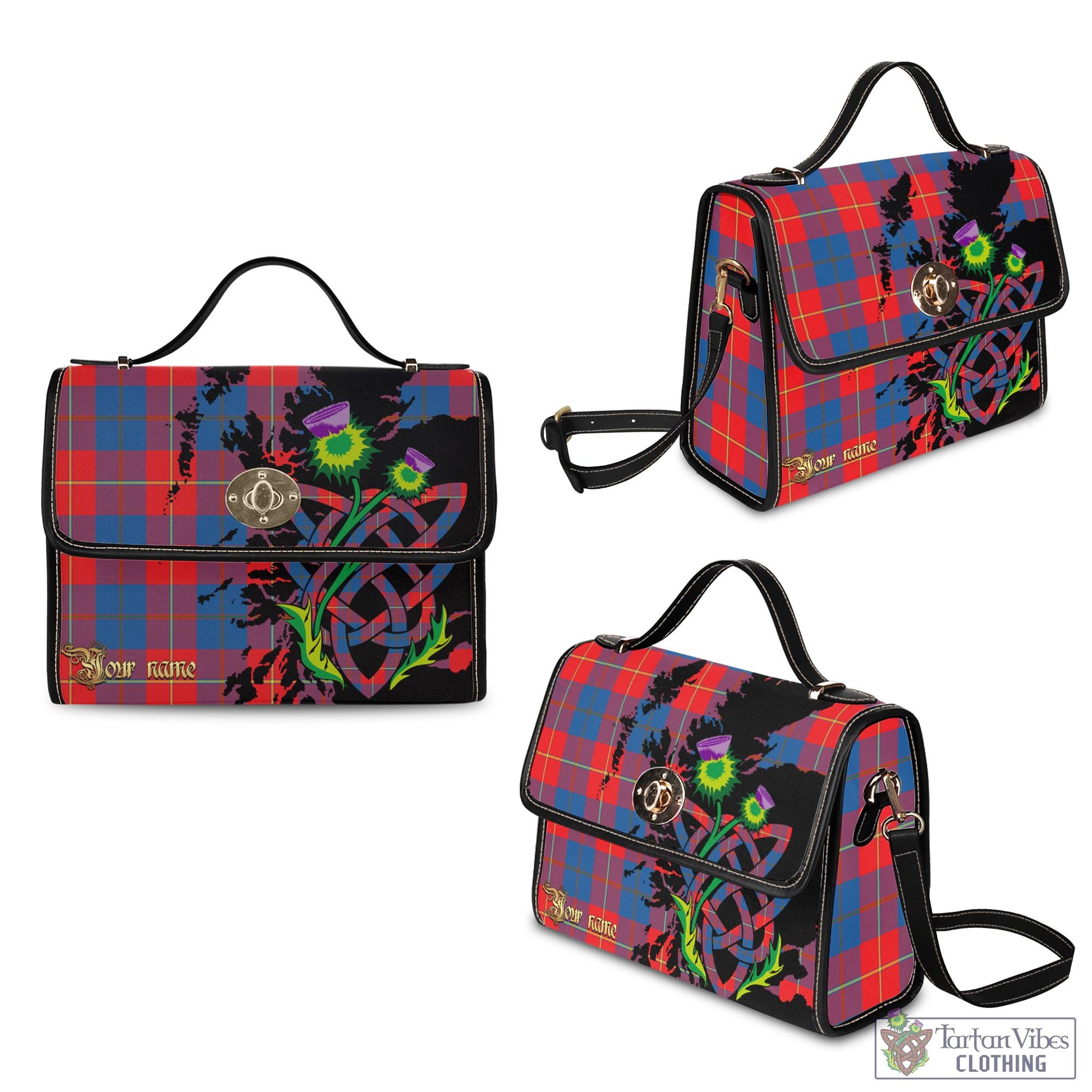 Tartan Vibes Clothing Blane Tartan Waterproof Canvas Bag with Scotland Map and Thistle Celtic Accents