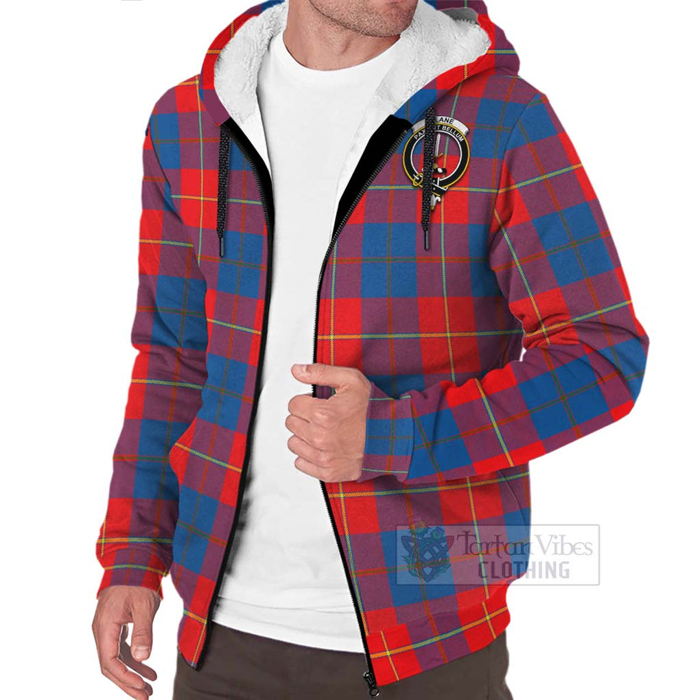 Tartan Vibes Clothing Blane Tartan Sherpa Hoodie with Family Crest Celtic Skull Style