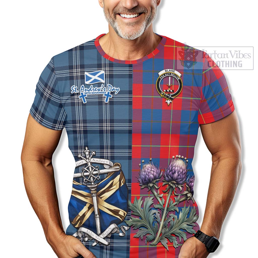 Tartan Vibes Clothing Blane Tartan T-Shirt Happy St. Andrew's Day Half Tartan Style