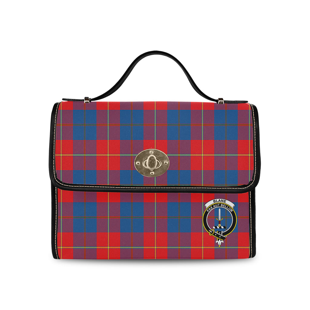 Blane Tartan Leather Strap Waterproof Canvas Bag with Family Crest - Tartanvibesclothing