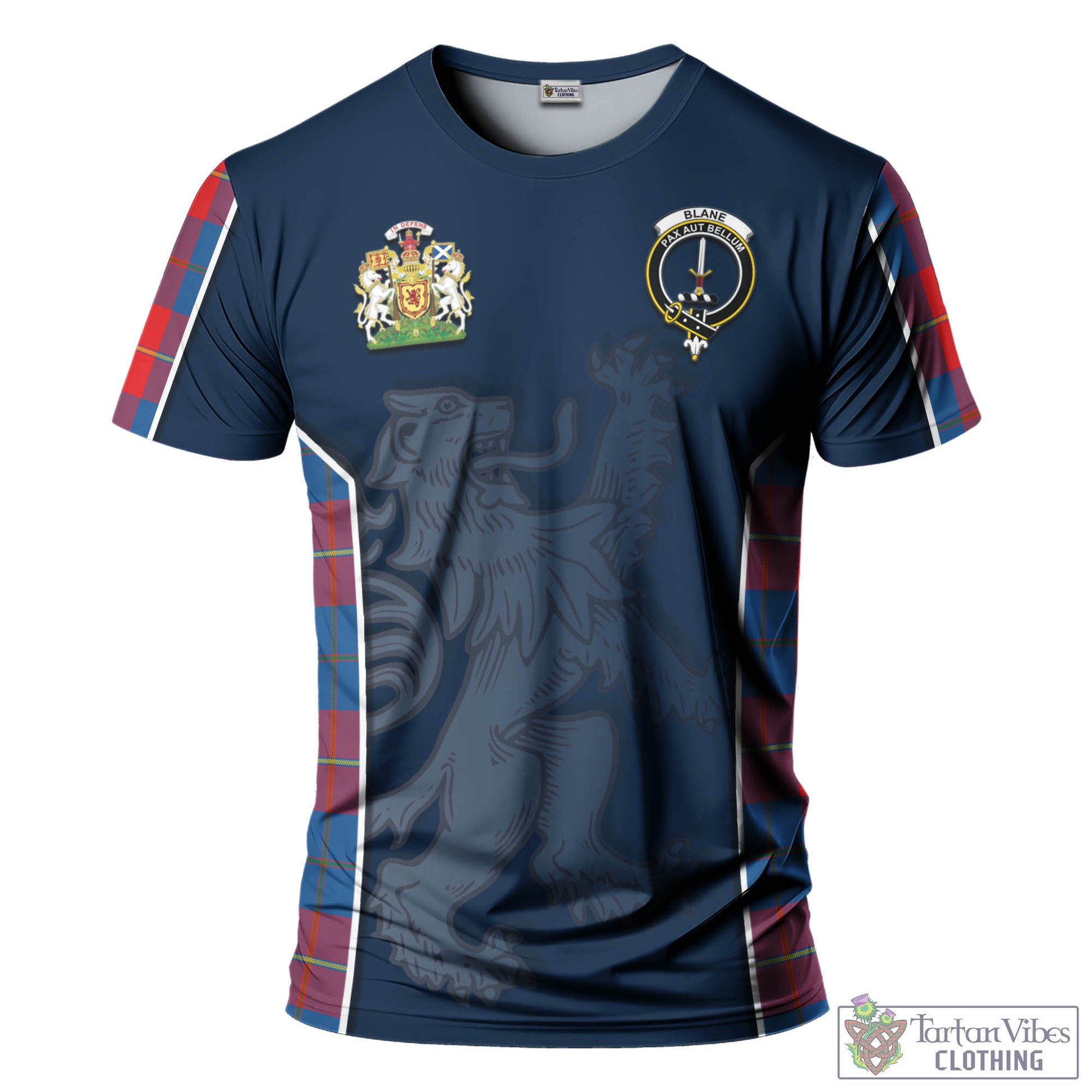 Tartan Vibes Clothing Blane Tartan T-Shirt with Family Crest and Lion Rampant Vibes Sport Style