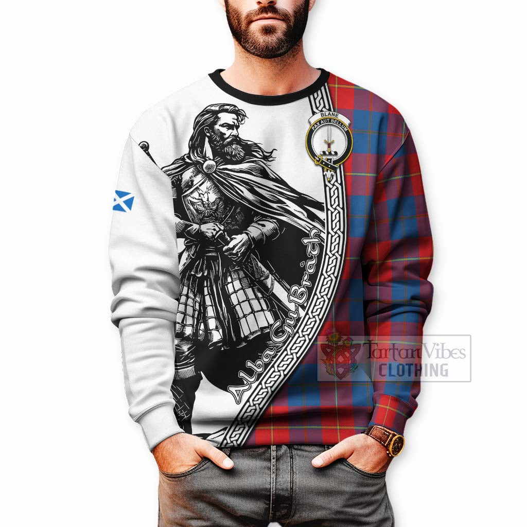 Tartan Vibes Clothing Blane Tartan Clan Crest Sweatshirt with Highlander Warrior Celtic Style