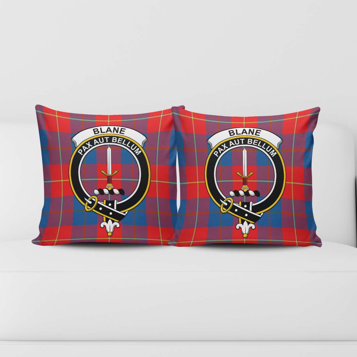 Blane Tartan Pillow Cover with Family Crest - Tartanvibesclothing