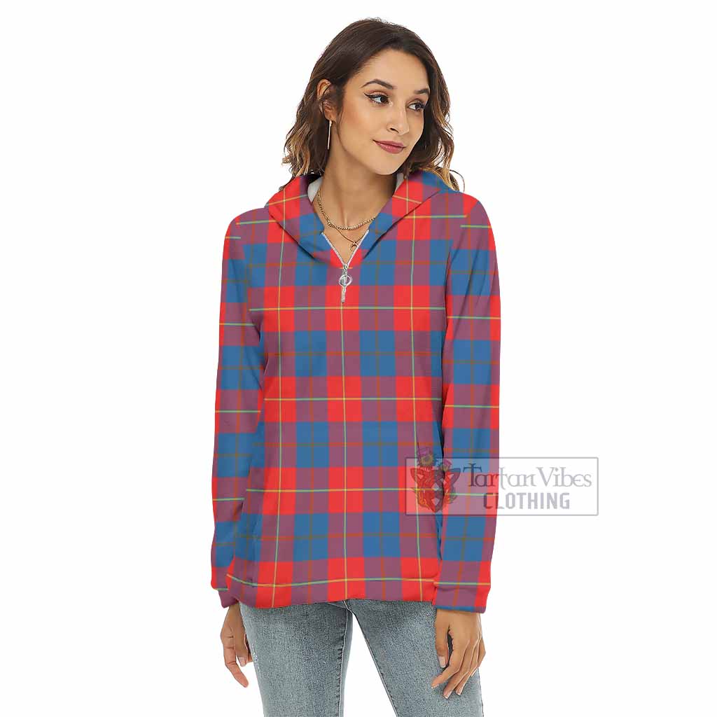 Tartan Vibes Clothing Blane Tartan Women's Borg  Half Zip Fleece Hoodie