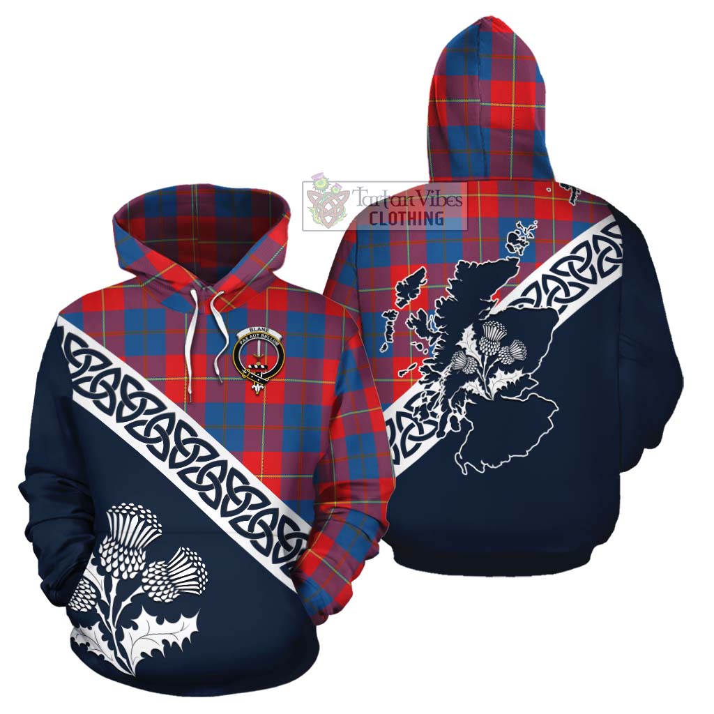 Tartan Vibes Clothing Blane Tartan Cotton Hoodie Featuring Thistle and Scotland Map