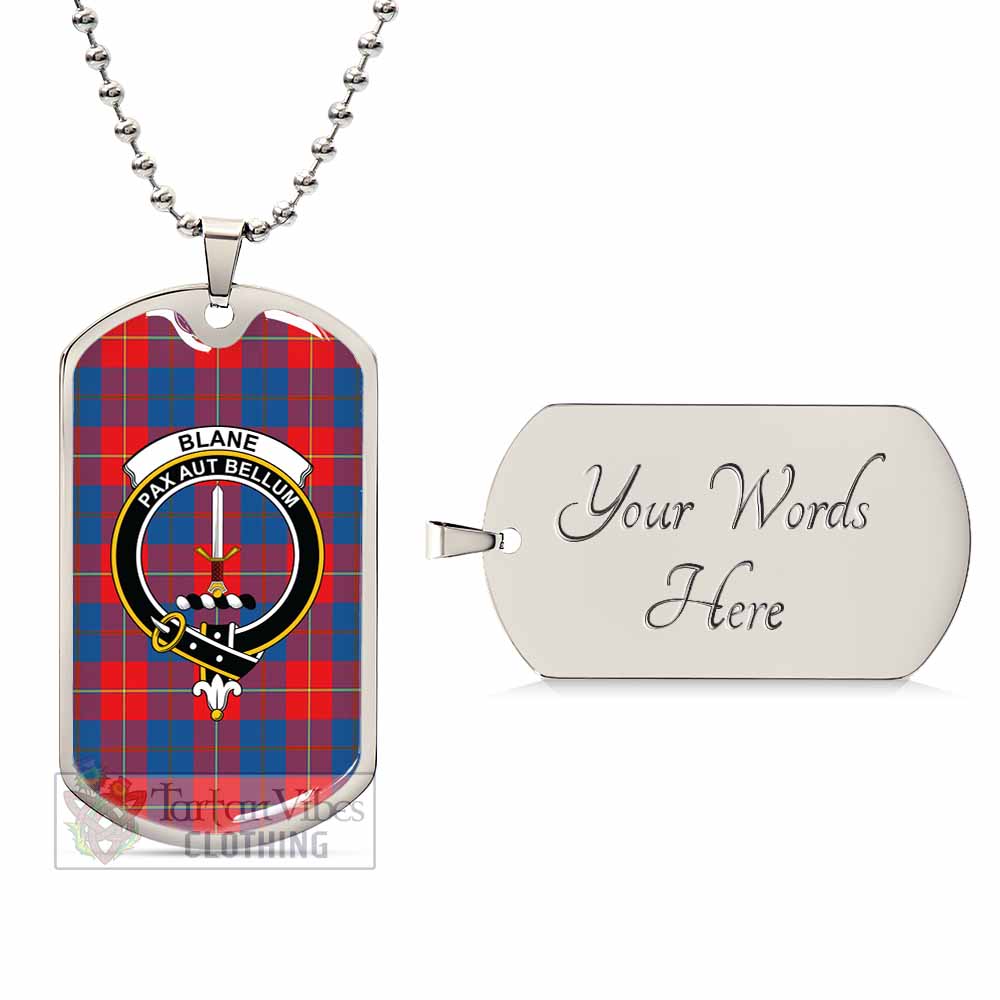 Tartan Vibes Clothing Blane Tartan Dog Tag Necklace with Family Crest