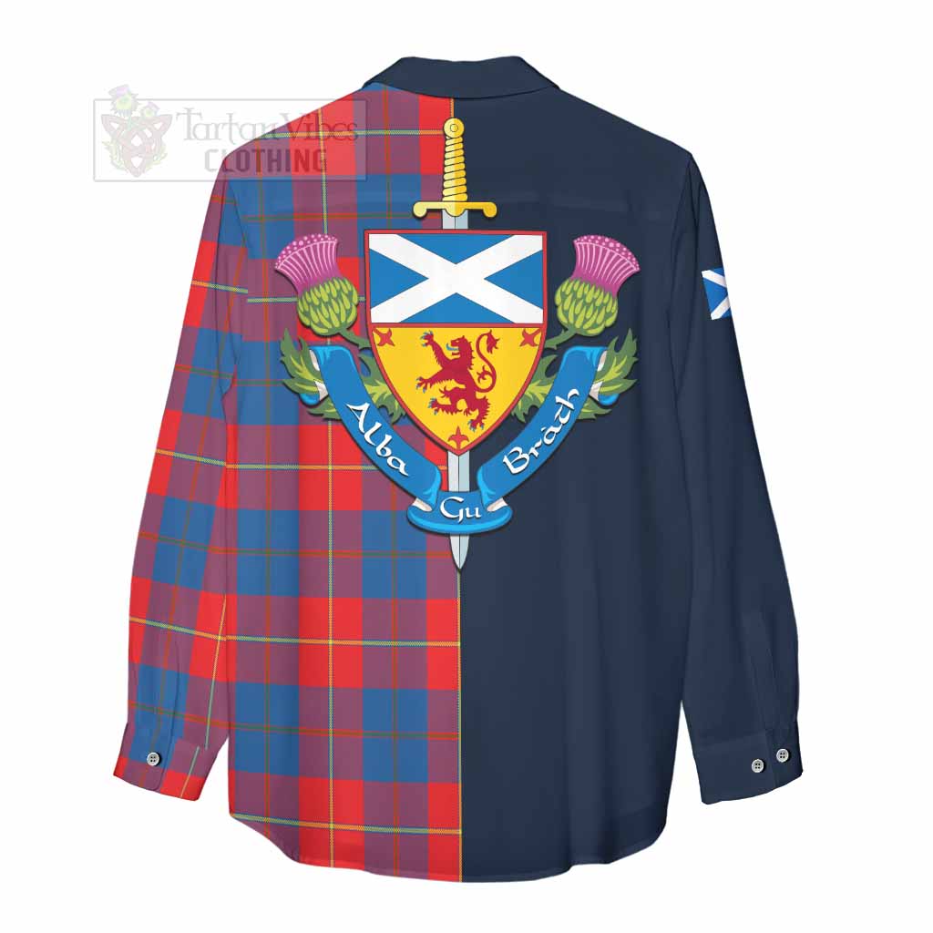 Tartan Vibes Clothing Blane Tartan Women's Casual Shirt Alba with Scottish Lion Royal Arm Half Style