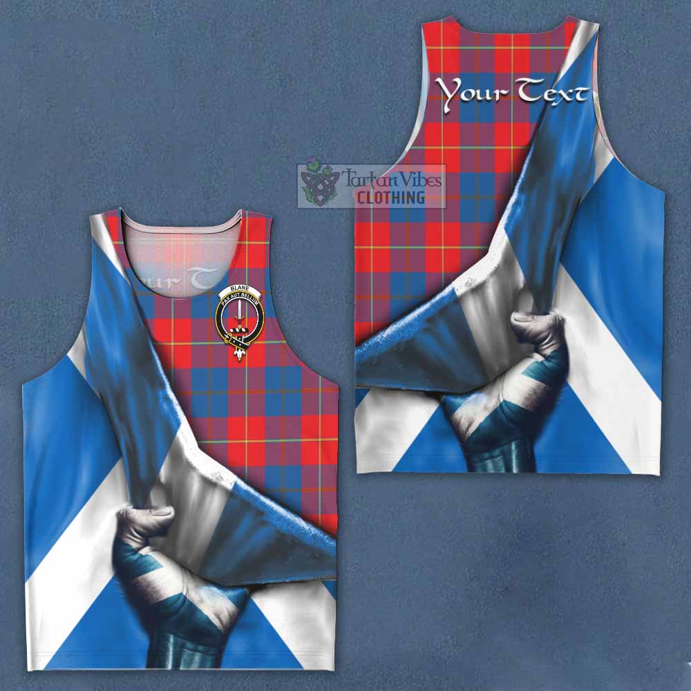 Tartan Vibes Clothing Blane Tartan Men's Tank Top with Family Crest Scotland Patriotic Style