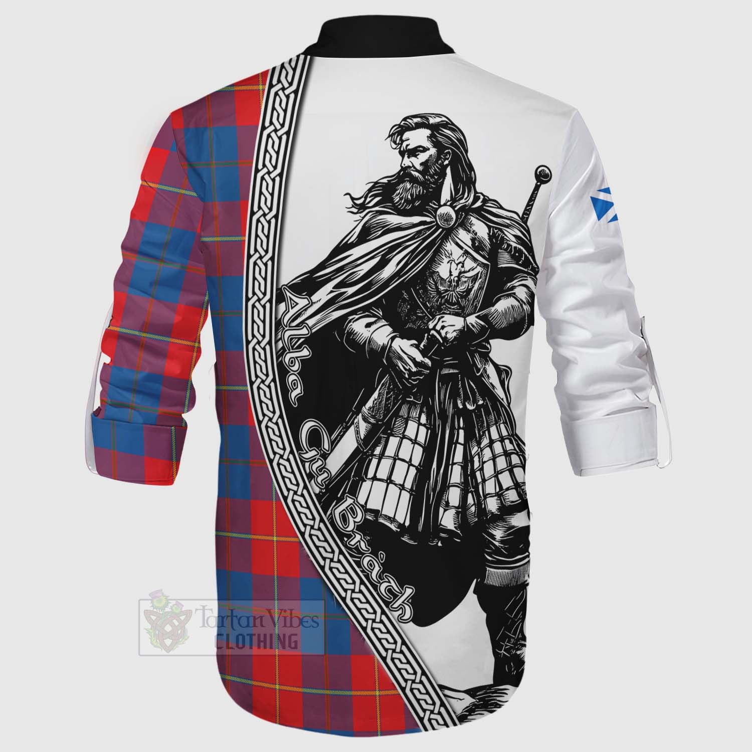 Tartan Vibes Clothing Blane Tartan Clan Crest Ghillie Kilt Shirt with Highlander Warrior Celtic Style