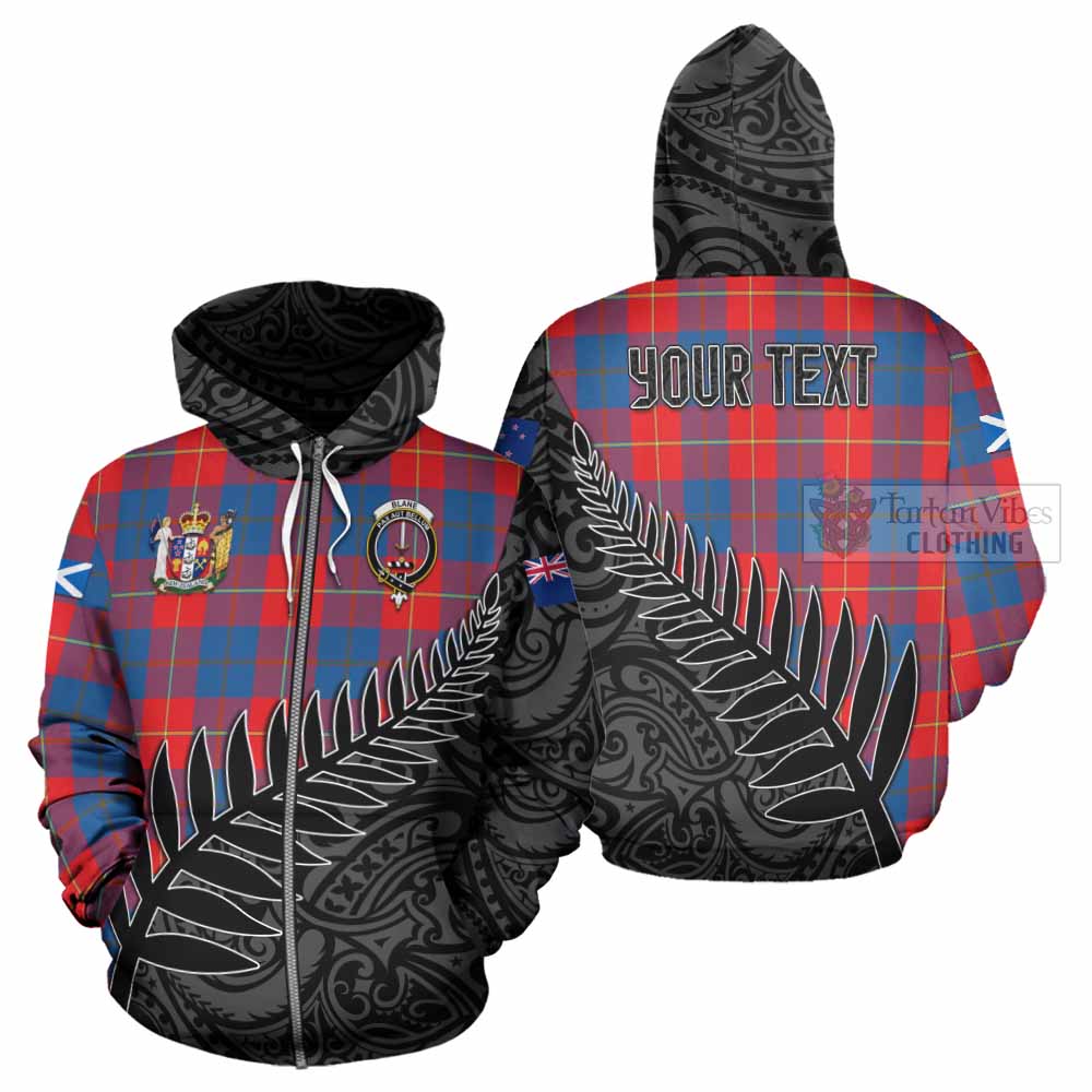 Tartan Vibes Clothing Blane Crest Tartan Hoodie with New Zealand Silver Fern Half Style