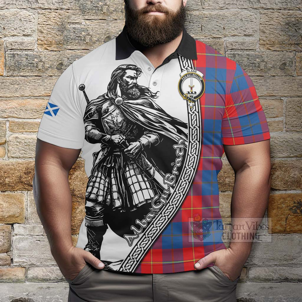 Tartan Vibes Clothing Blane Tartan Clan Crest Polo Shirt with Highlander Warrior Celtic Style