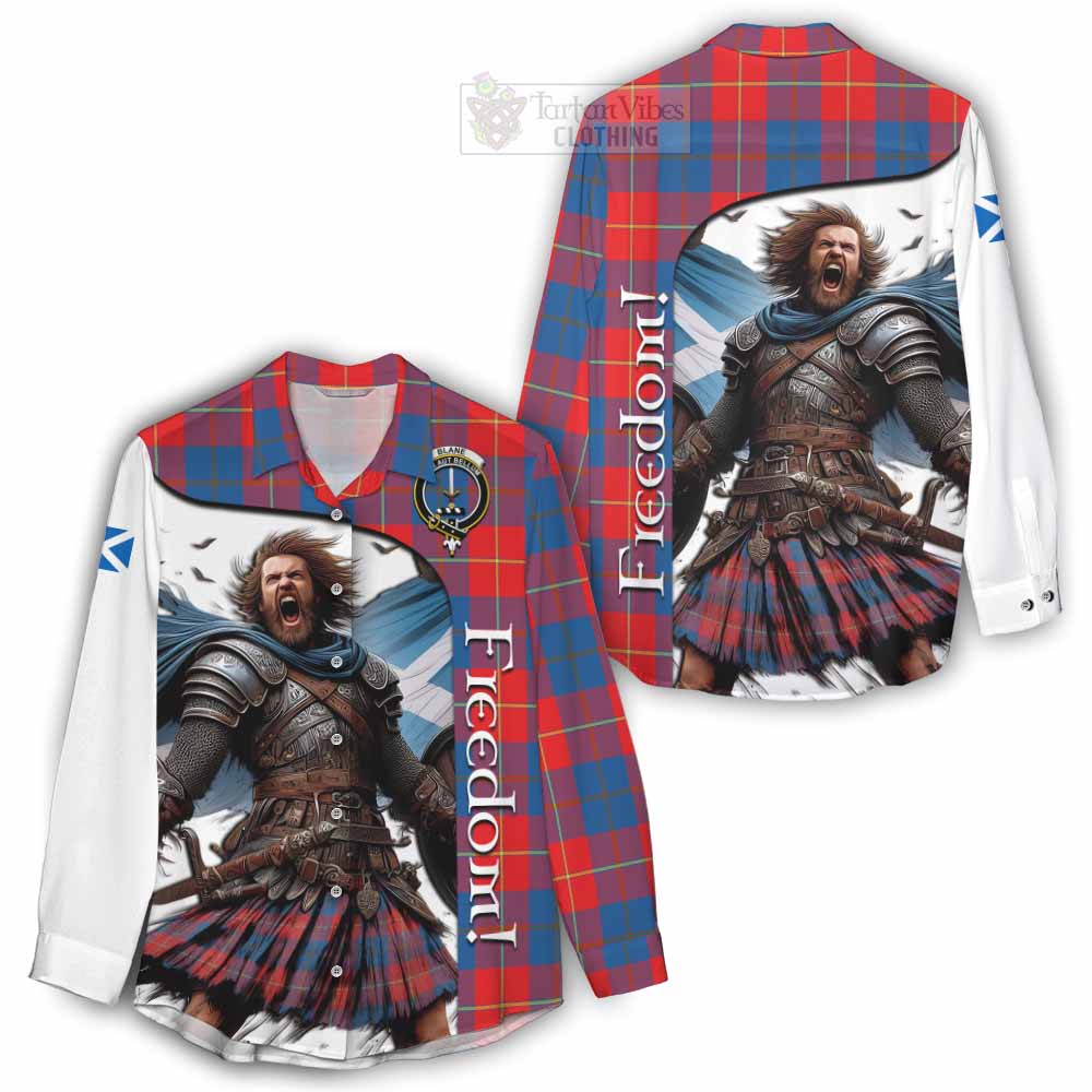 Tartan Vibes Clothing Blane Crest Tartan Women's Casual Shirt Inspired by the Freedom of Scottish Warrior